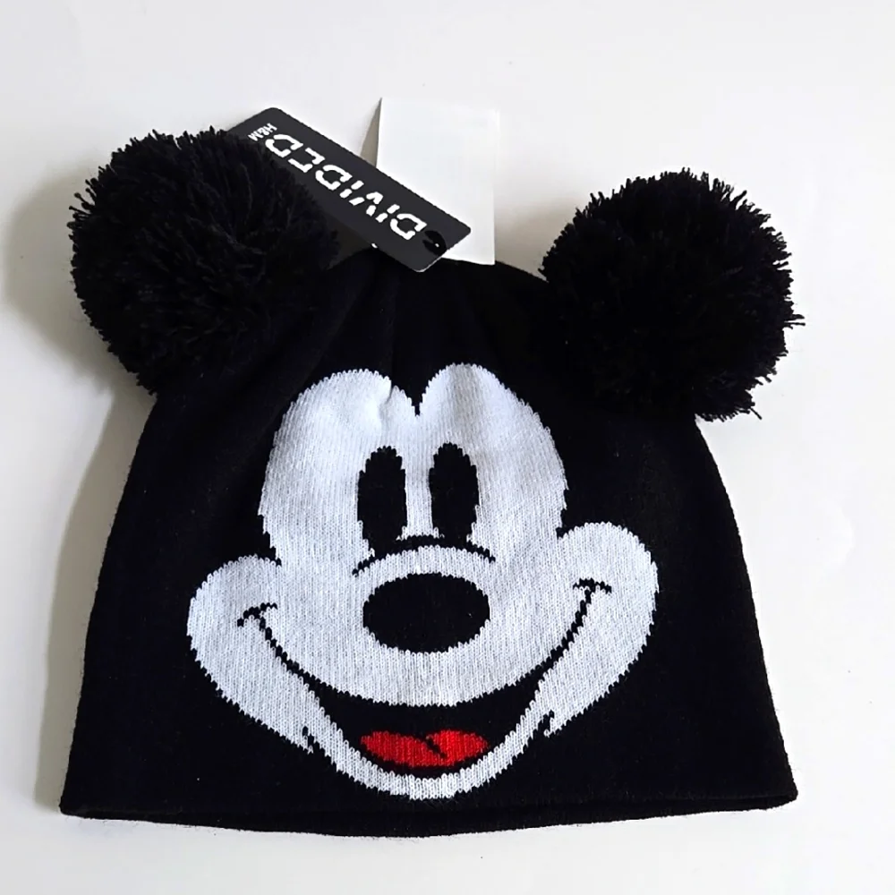 H&M Mickey Mouse Pom Pom Black Beanie